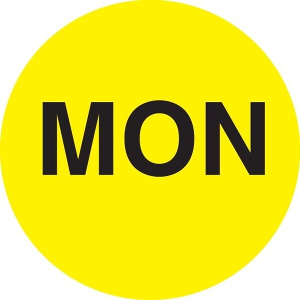 Label, DL6502, DAYS OF WEEK - MON, 2" DIAMETER